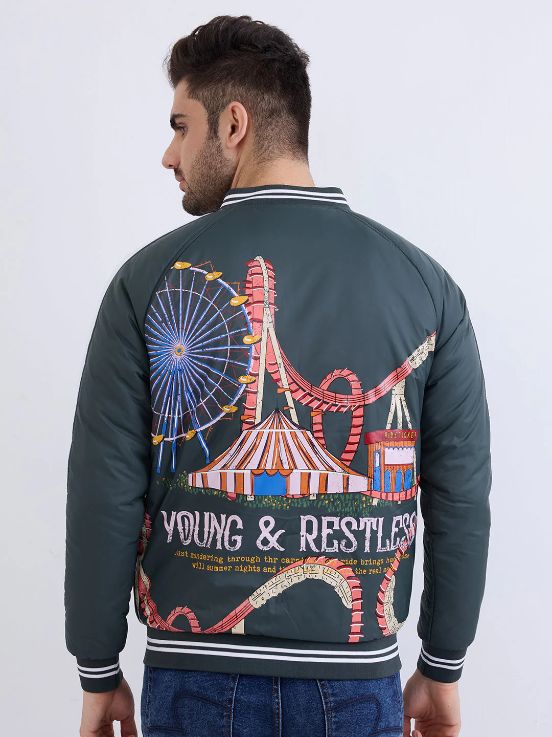 Men Jacket Green Straight Fit - Image 4