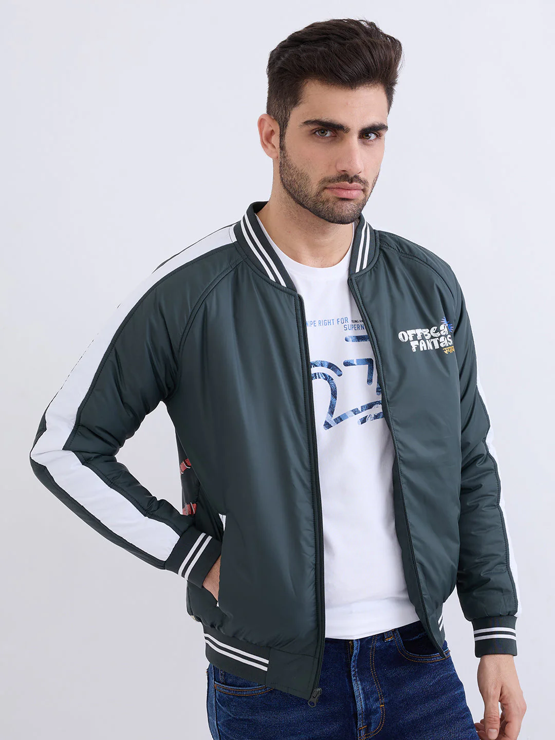 Men Jacket Green Straight Fit - Image 7