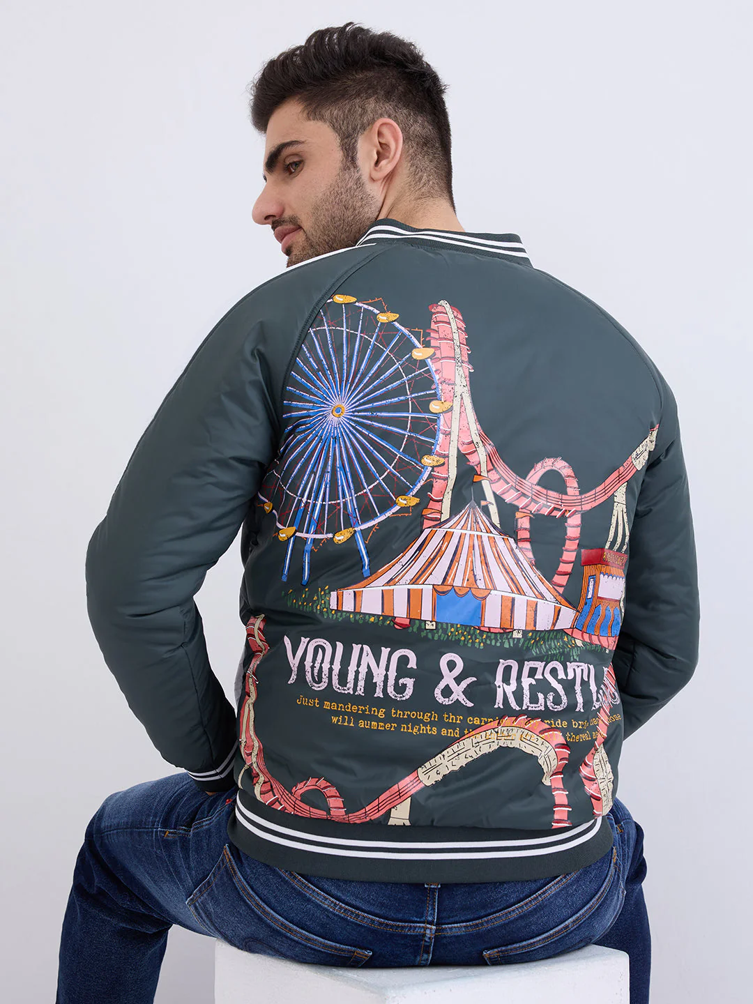 Men Jacket Green Straight Fit - Image 8