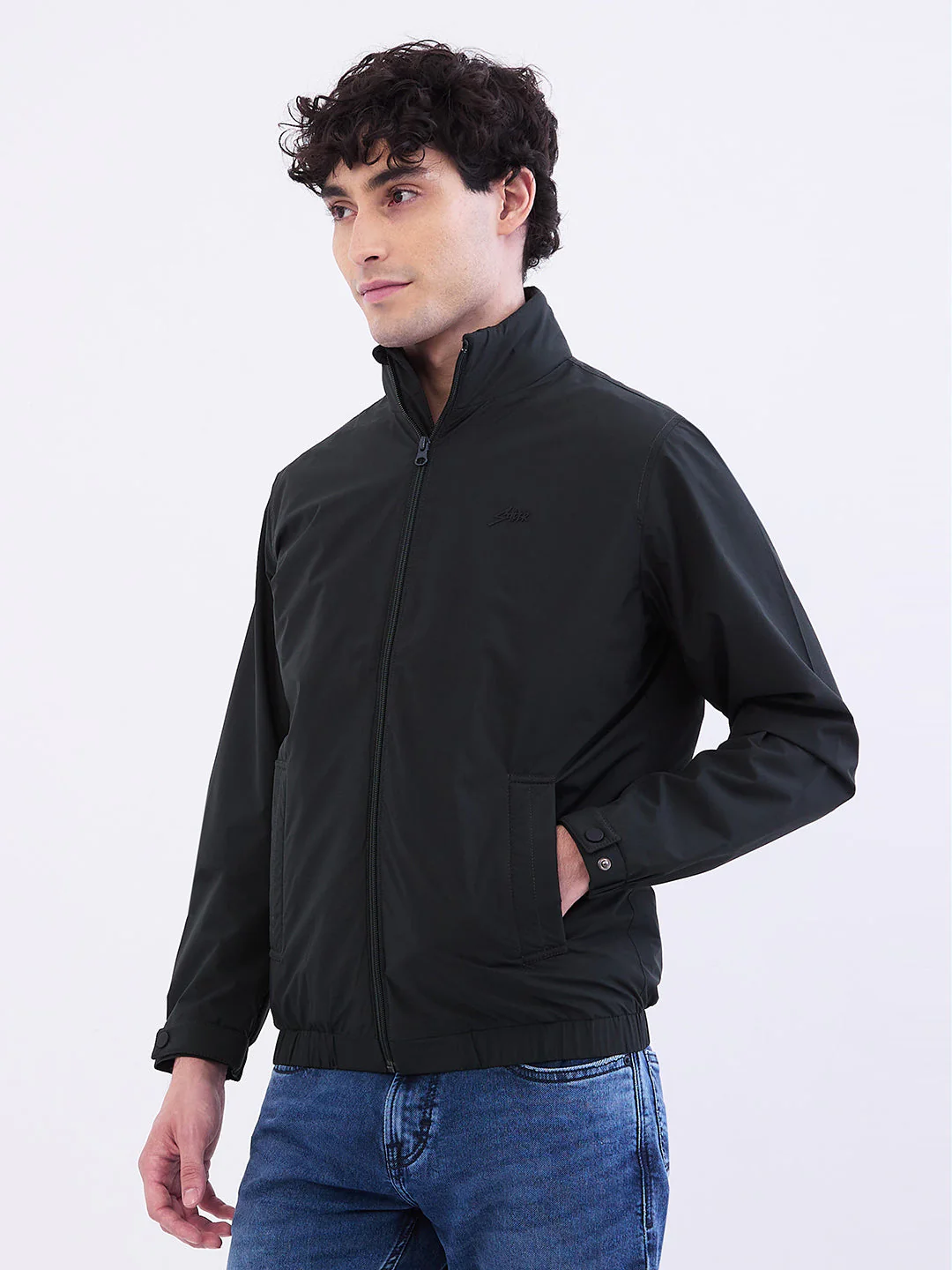 Men Jacket Green Straight Fit - Image 3