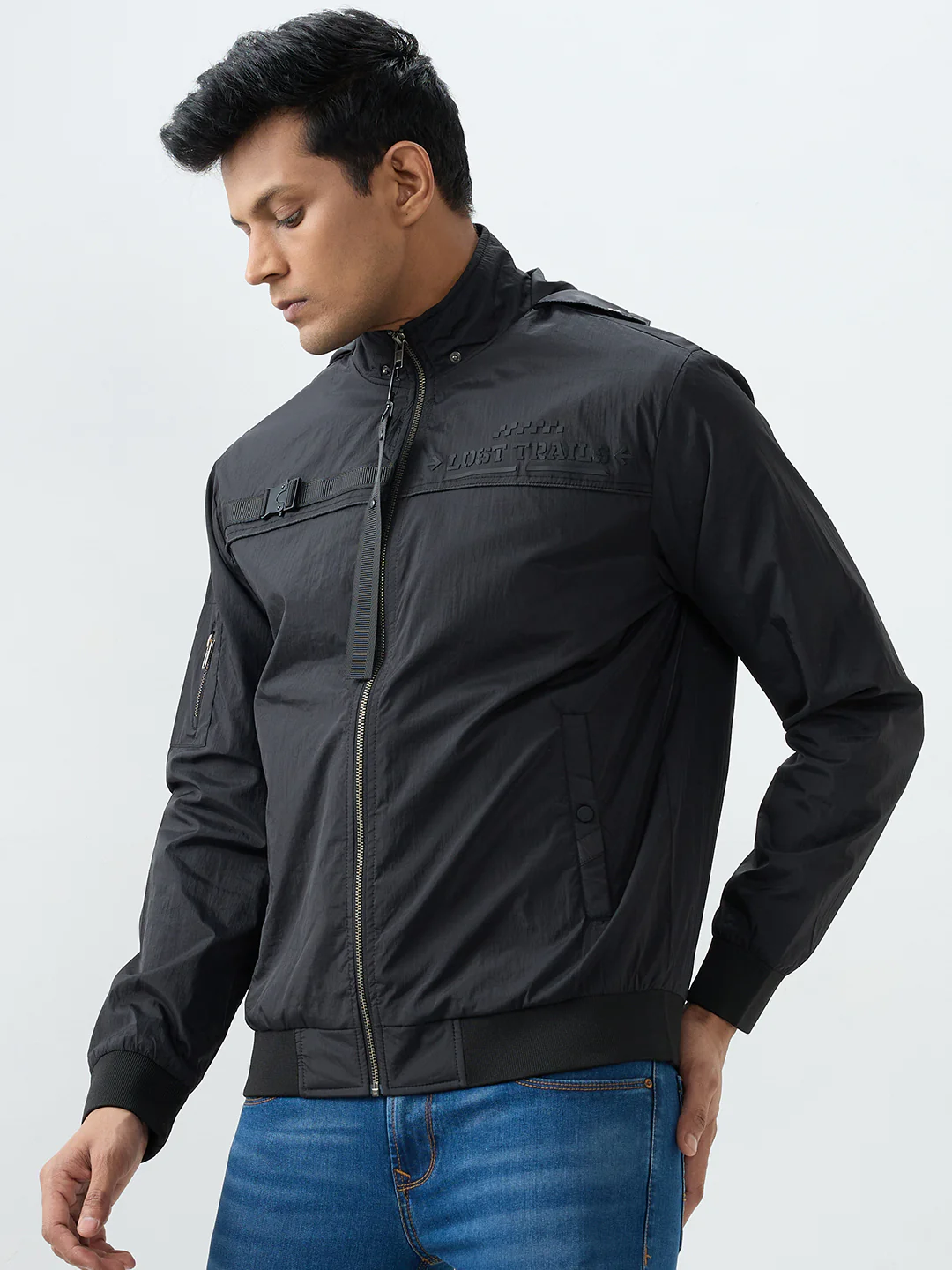 Men Jacket Black Straight Fit - Image 3