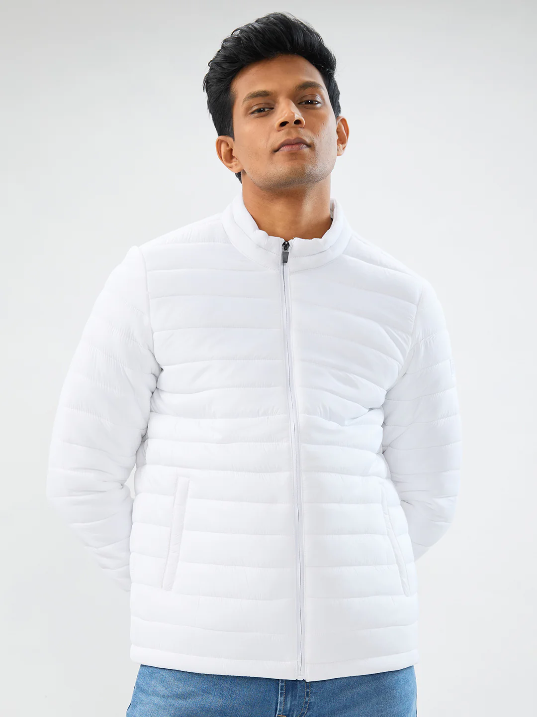 Men Jacket White Straight Fit - Image 2