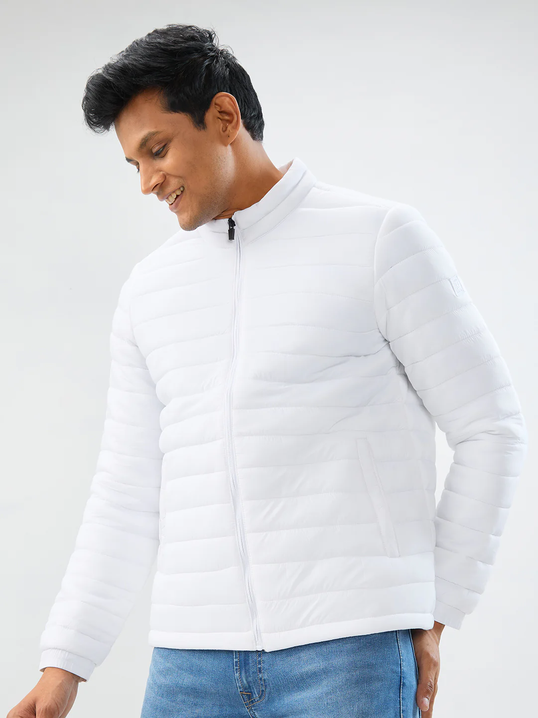 Men Jacket White Straight Fit - Image 3