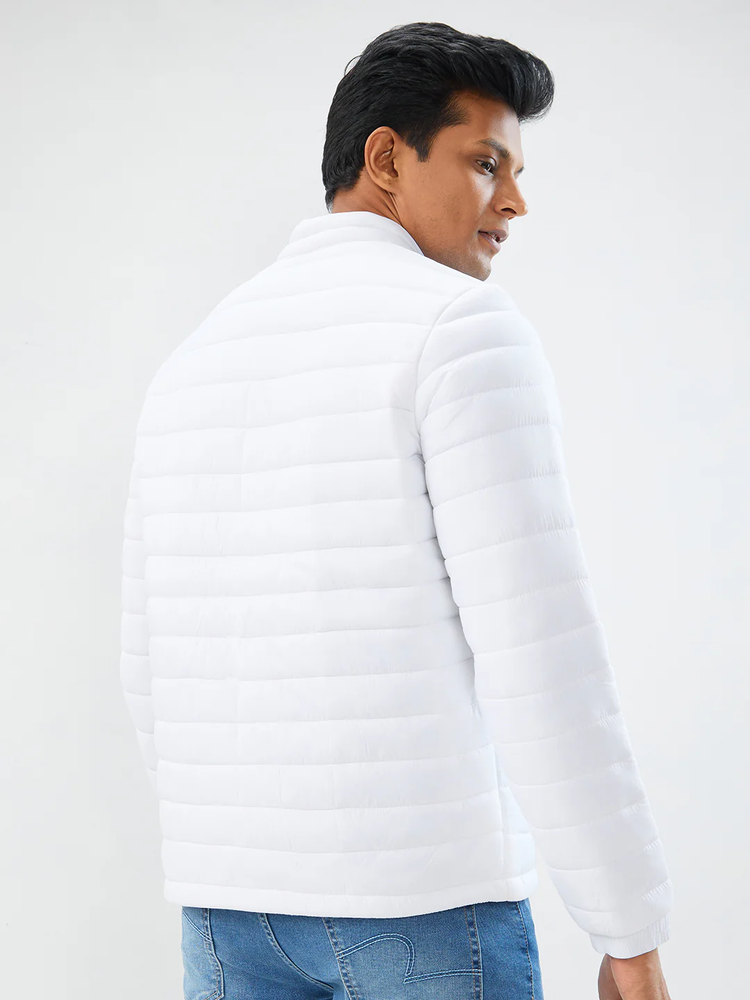 Men Jacket White Straight Fit - Image 4