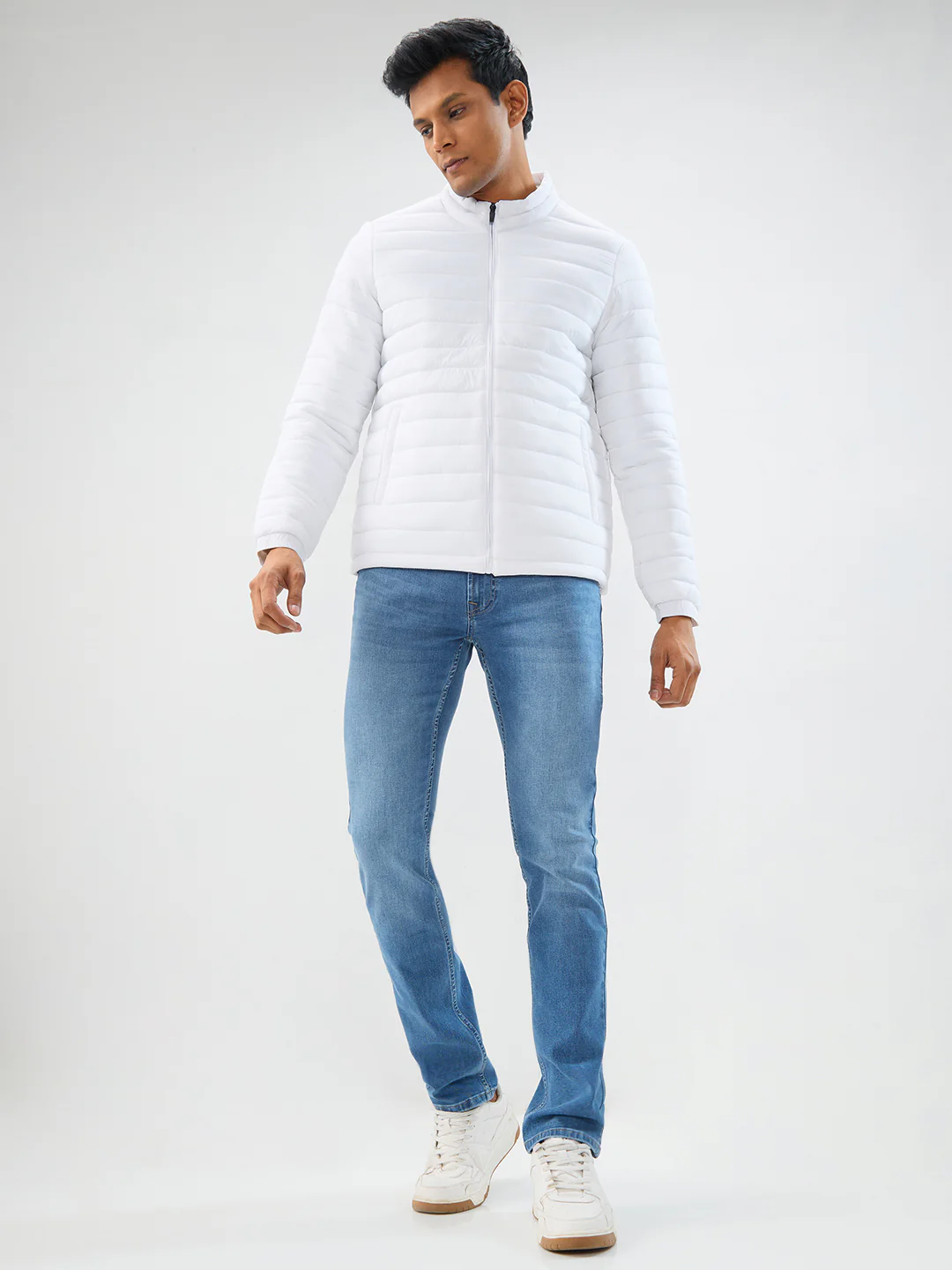 Men Jacket White Straight Fit - Image 5