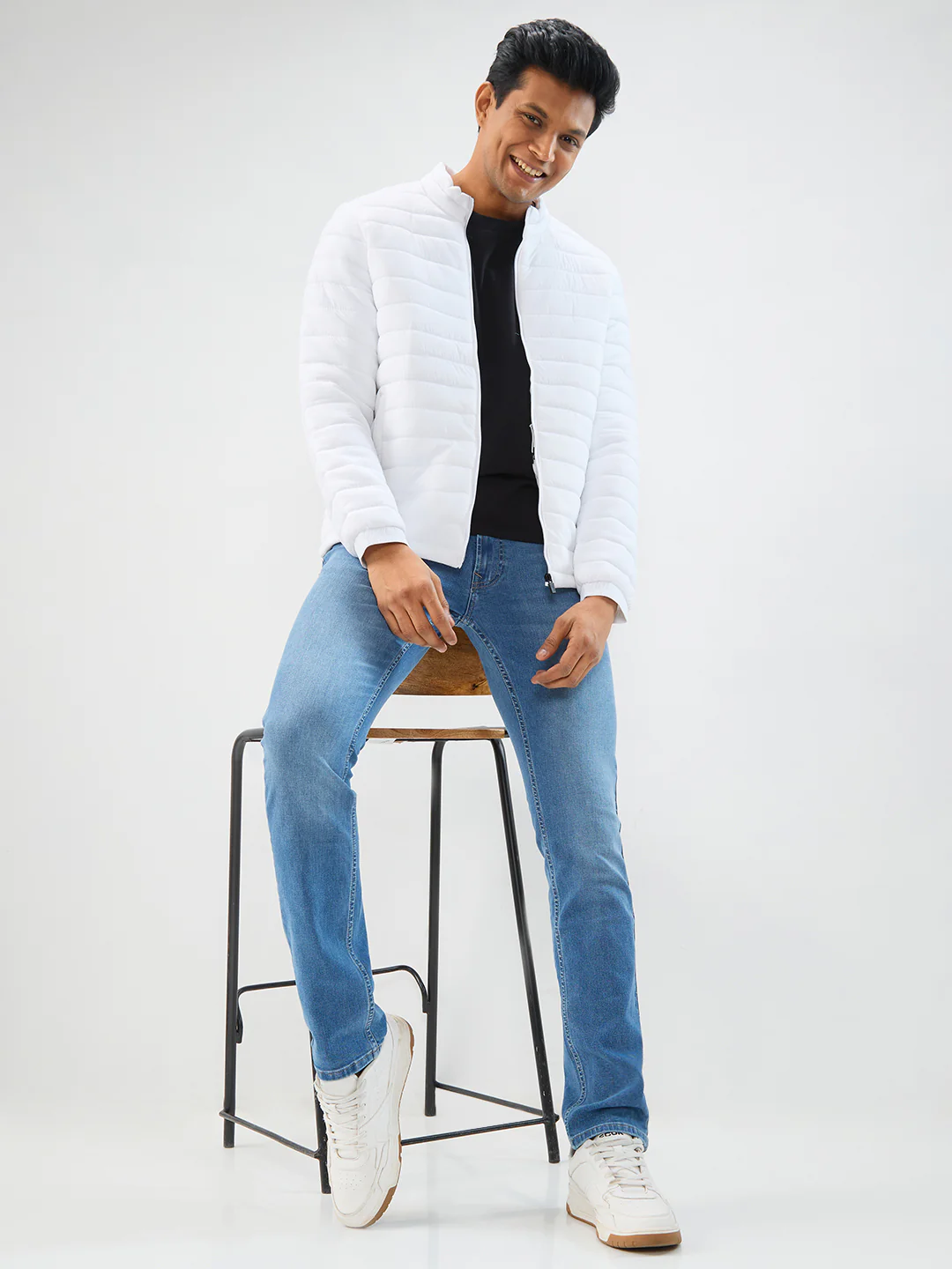 Men Jacket White Straight Fit - Image 7