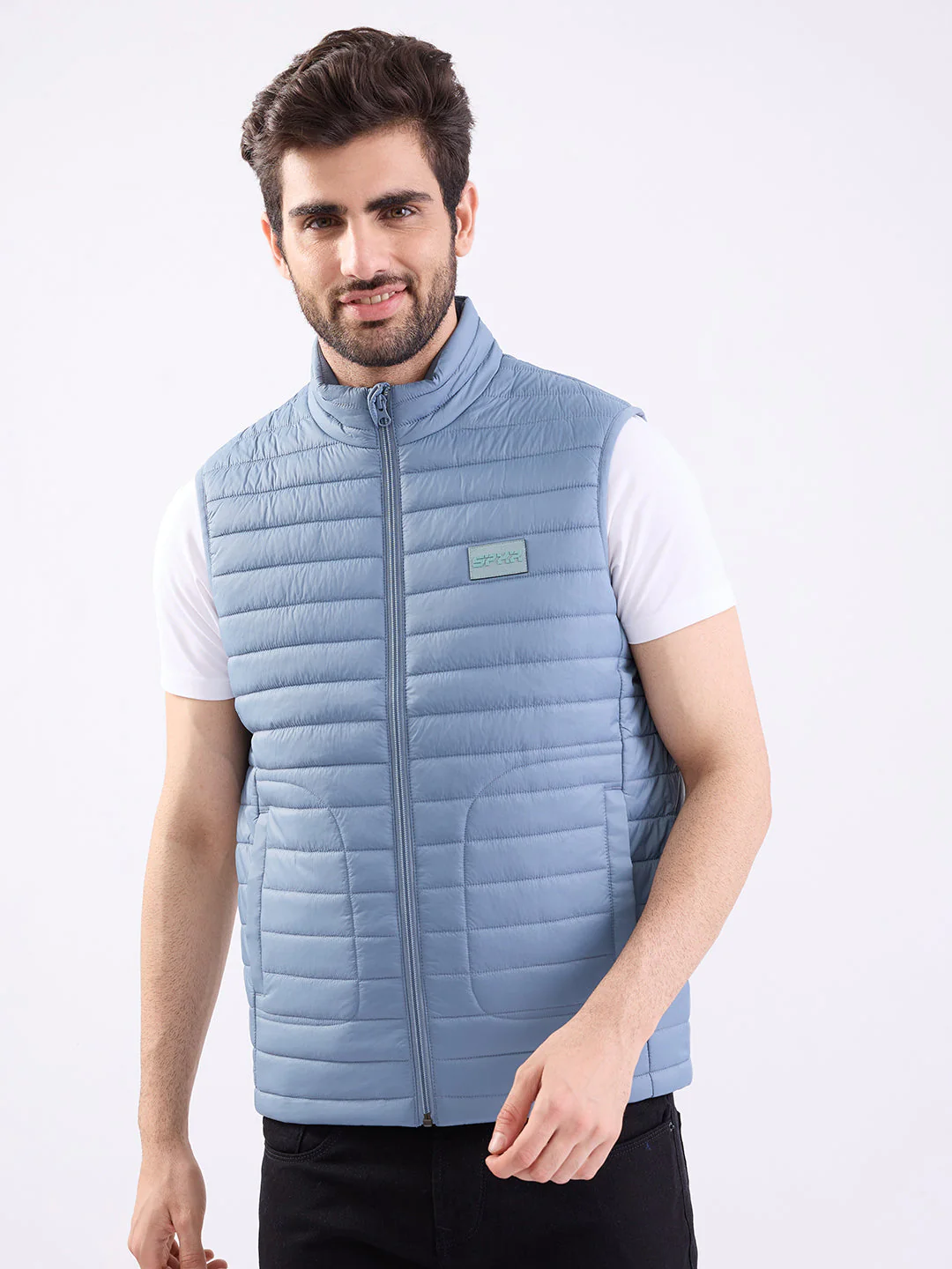 Men Jacket Grey Straight Fit - Image 2