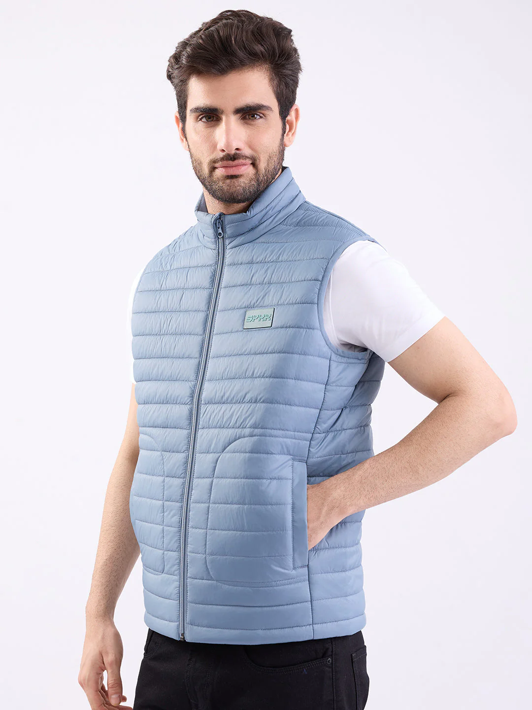 Men Jacket Grey Straight Fit - Image 3