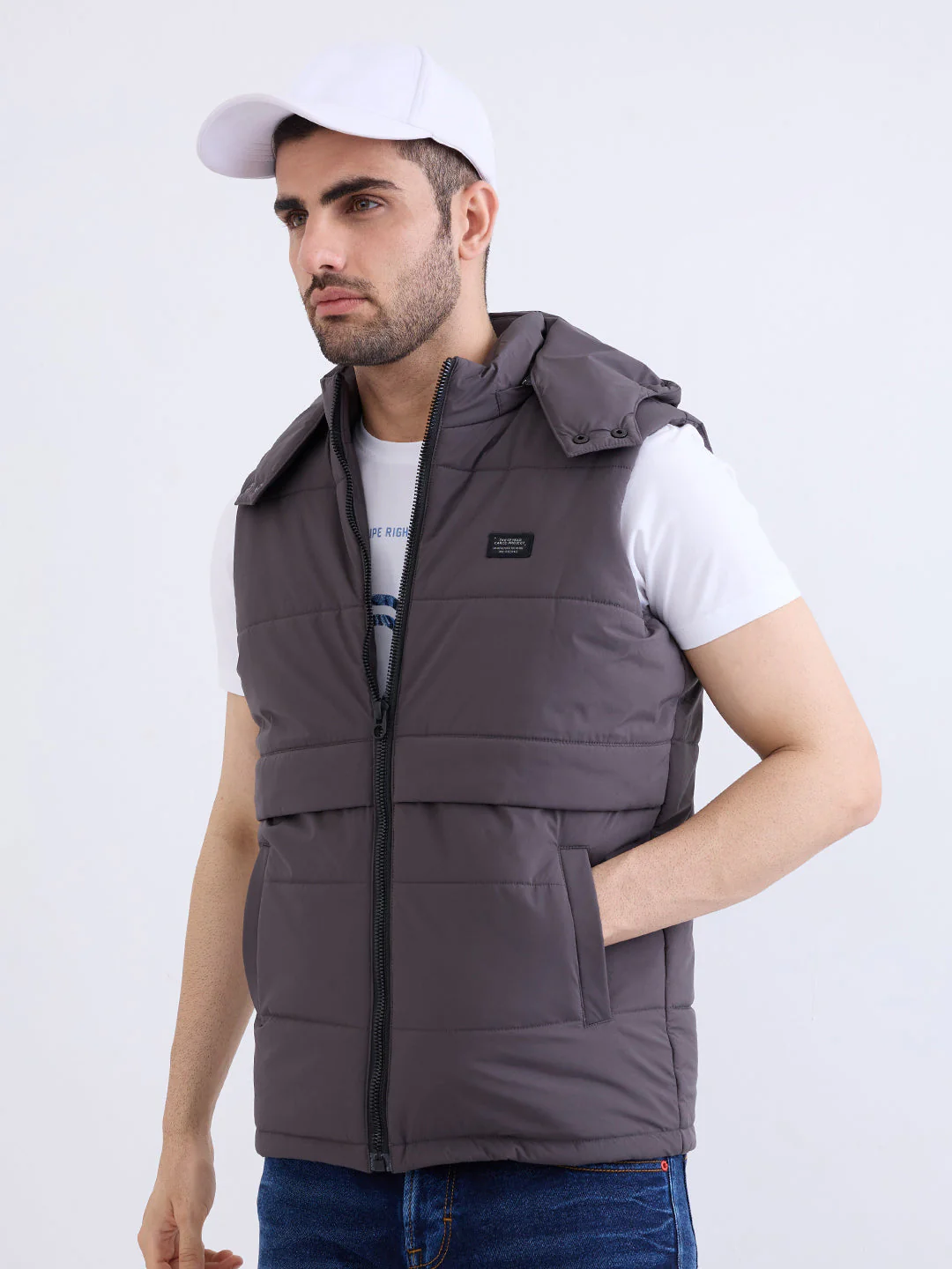 Men Jacket Grey Straight Fit - Image 8