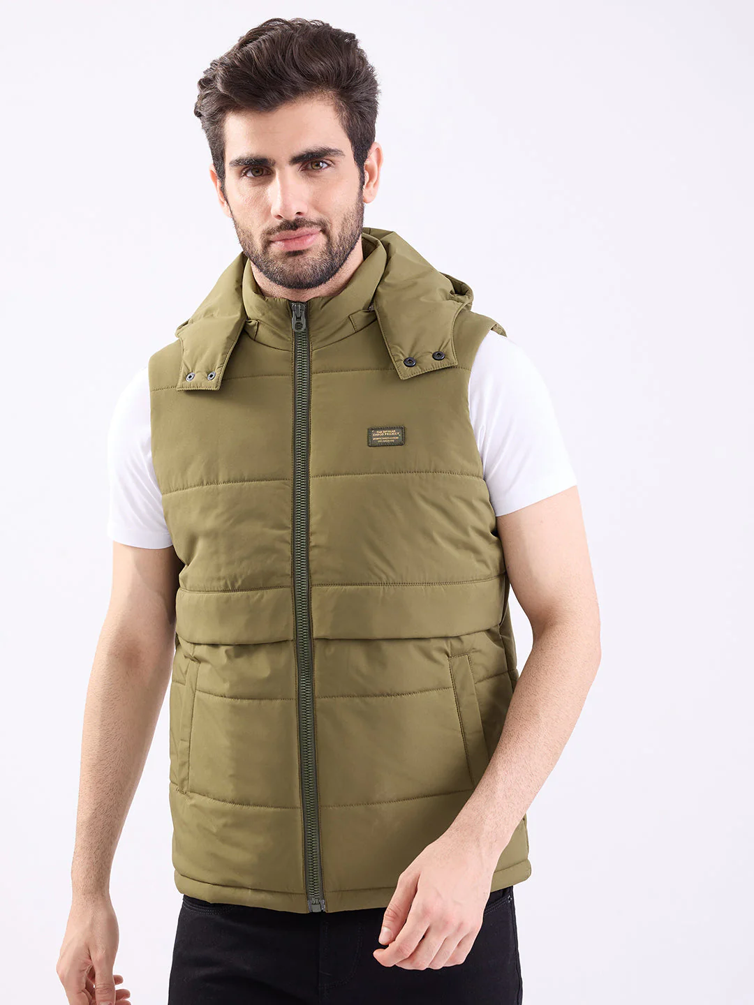 Men Jacket Green Straight Fit - Image 2