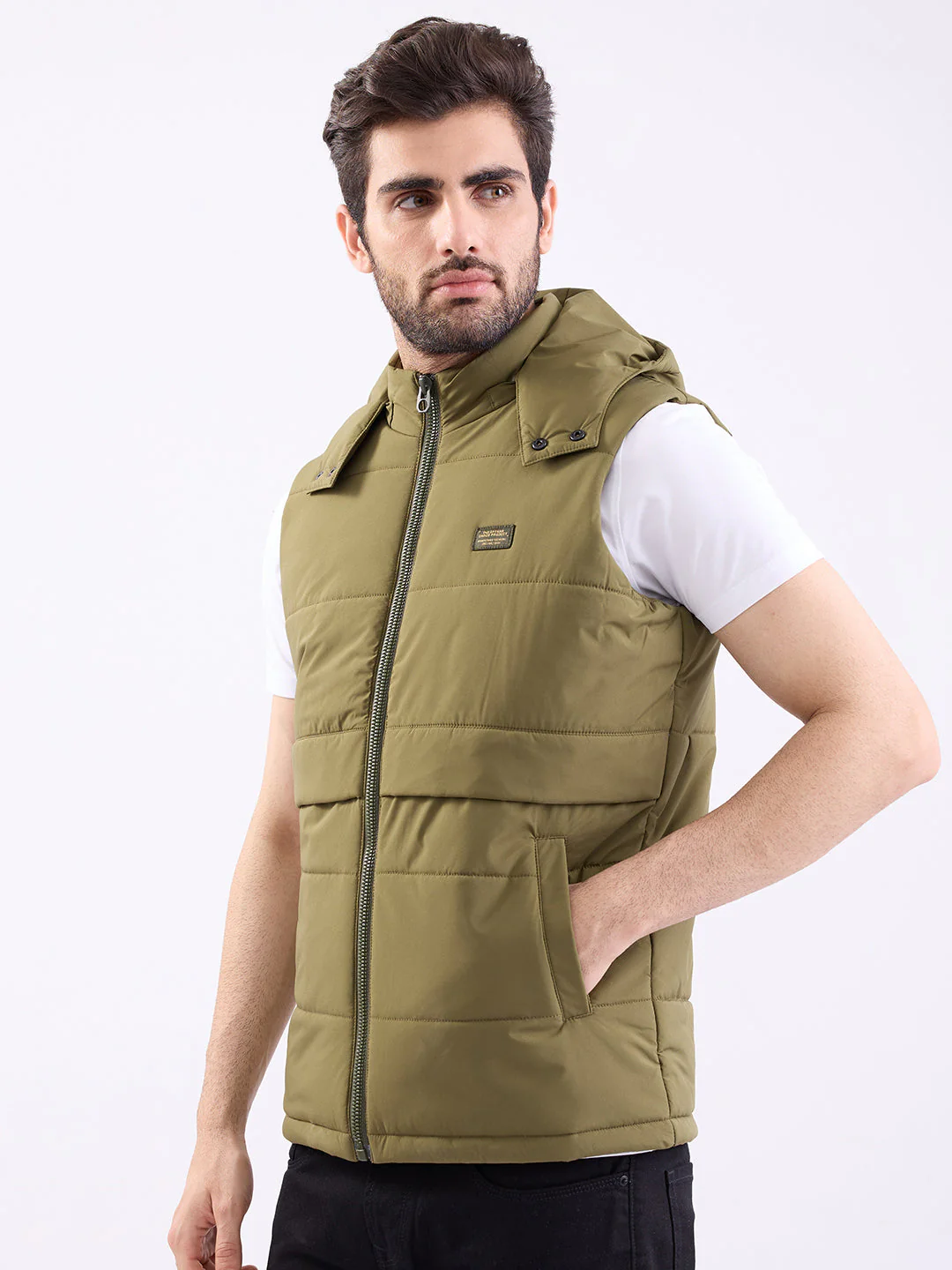 Men Jacket Green Straight Fit - Image 3
