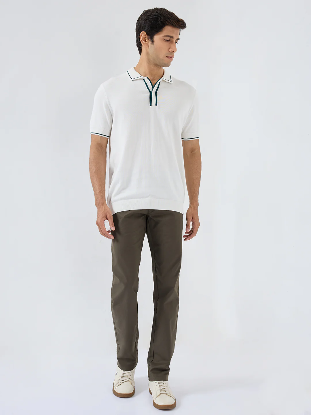 Men T-Shirt Solid White Regular Fit - Image 2