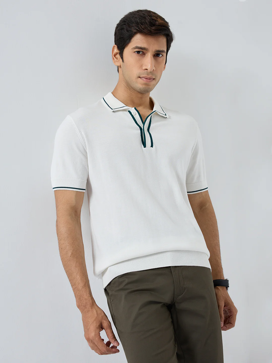 Men T-Shirt Solid White Regular Fit - Image 7