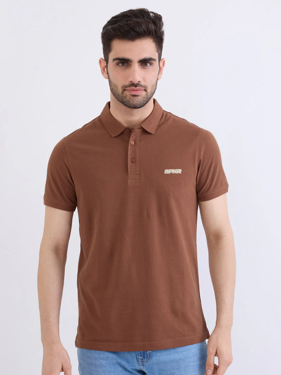 Men T-Shirt Brown Slim Fit - Image 2