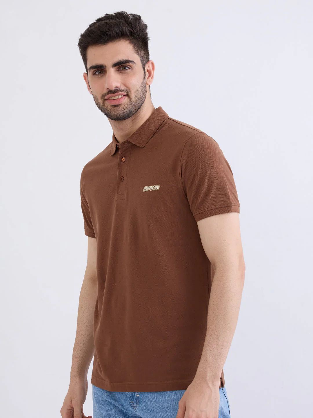 Men T-Shirt Brown Slim Fit - Image 3