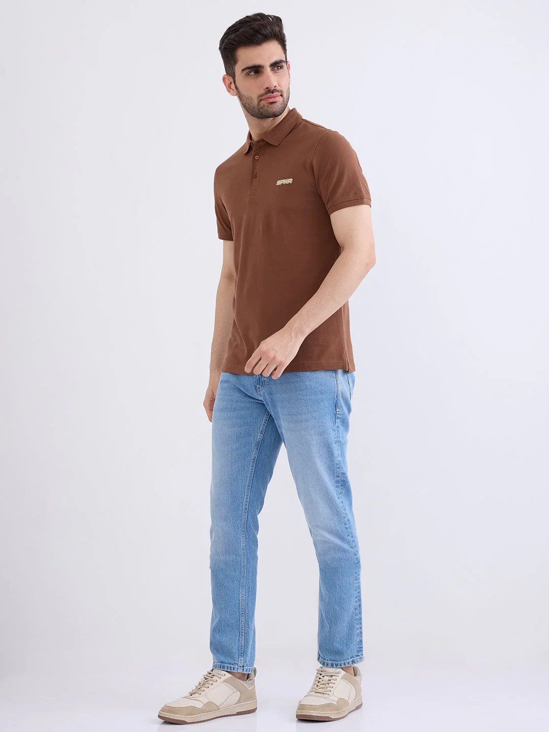 Men T-Shirt Brown Slim Fit - Image 5