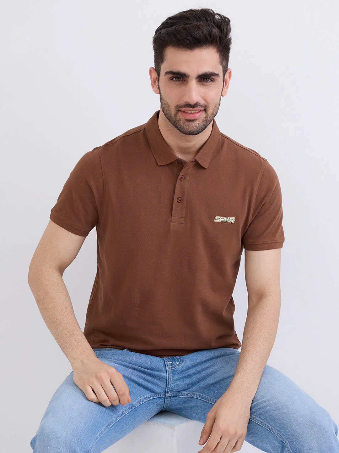 Men T-Shirt Brown Slim Fit - Image 7