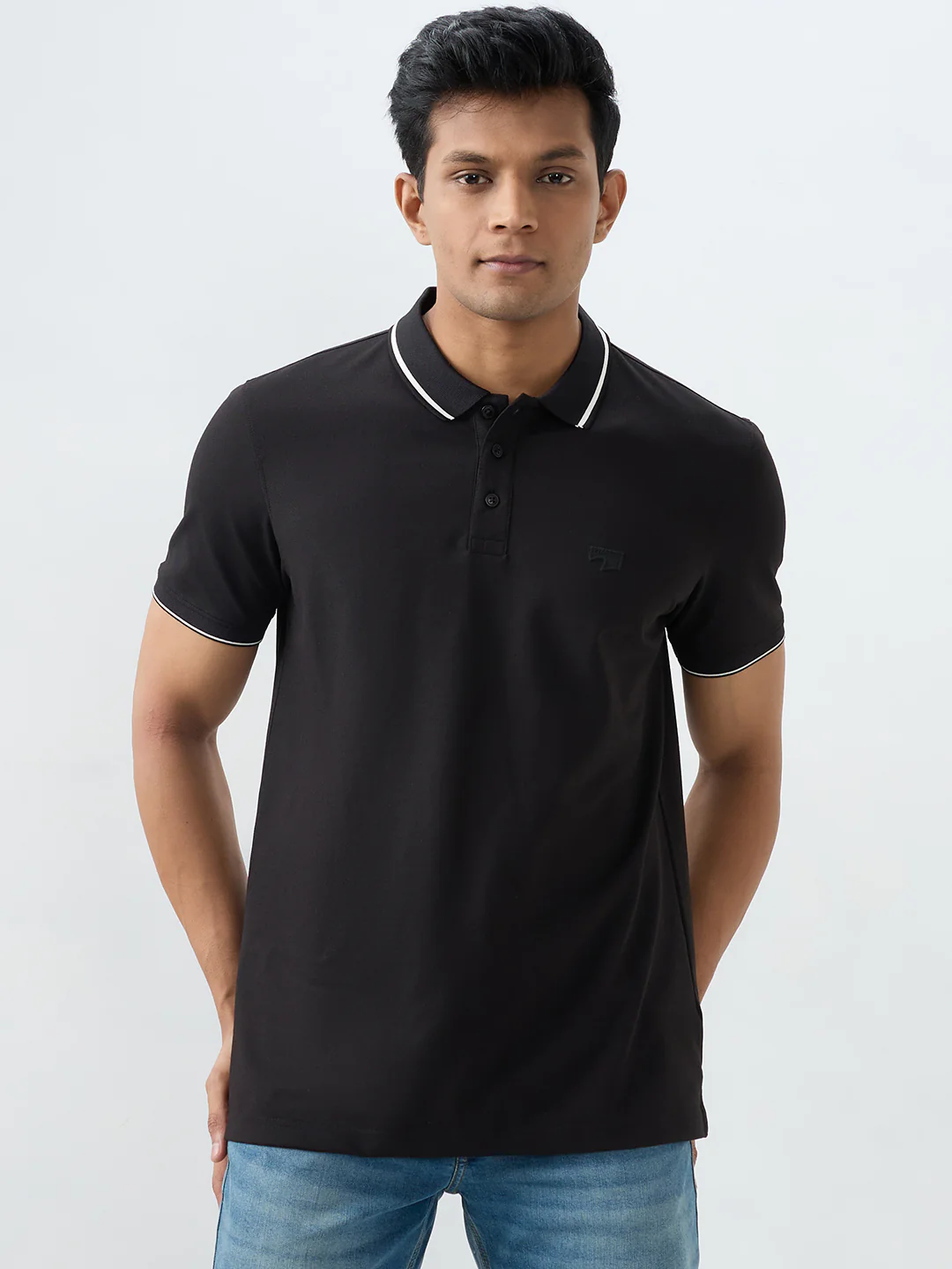 Men T-Shirt Black Slim Fit - Image 2
