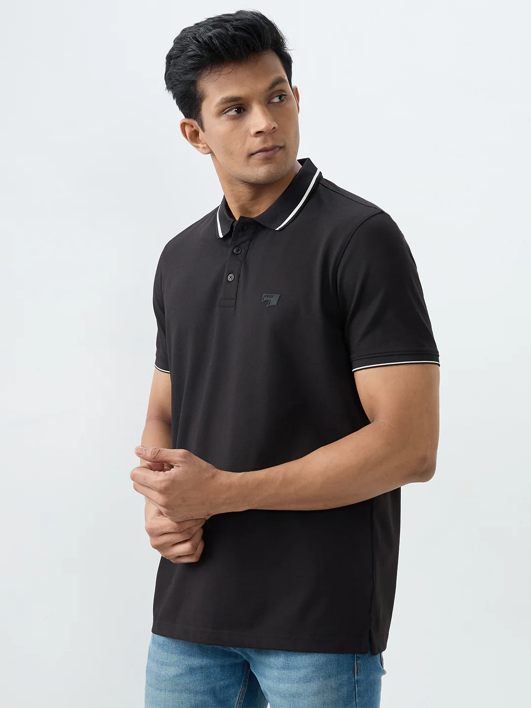Men T-Shirt Black Slim Fit - Image 3