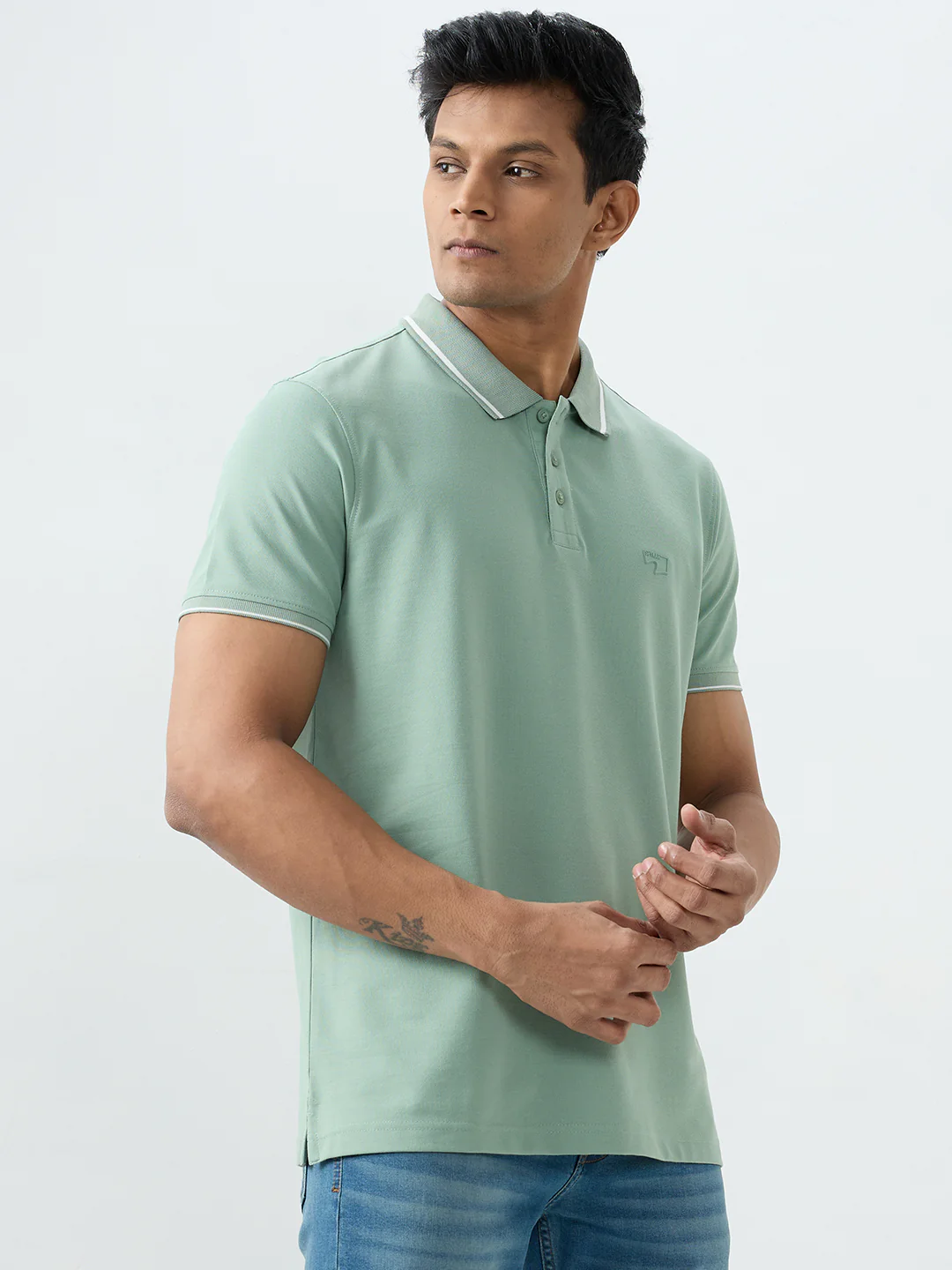 Men T-Shirt Green Slim Fit