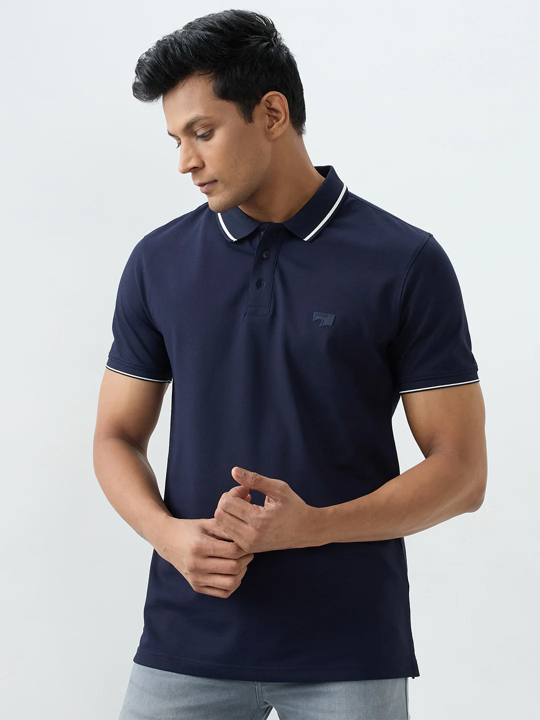 Men T-Shirt Blue Slim Fit - Image 3