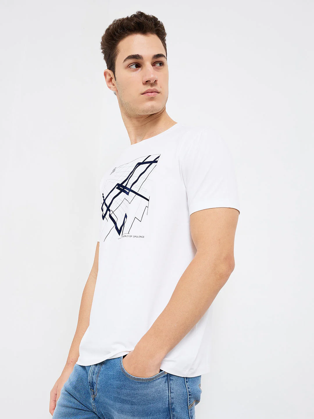 Men T-Shirt Solid White Slim Fit - Image 3