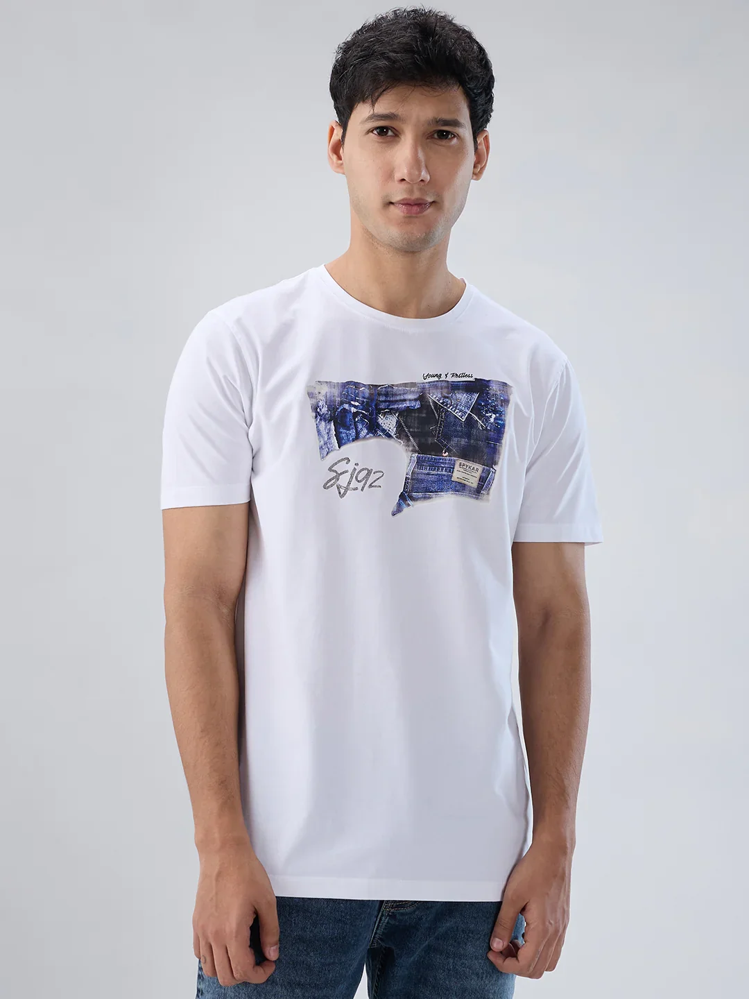 Men T-Shirt Graphic White Regular Fit
