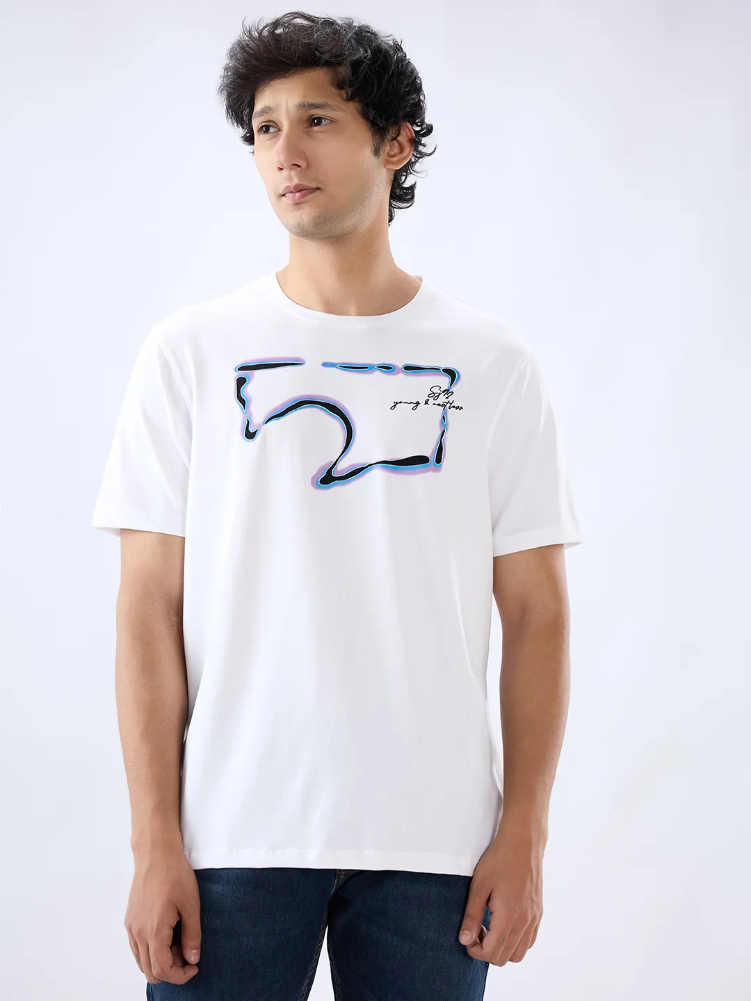 Men T-Shirt Graphic White Regular Fit