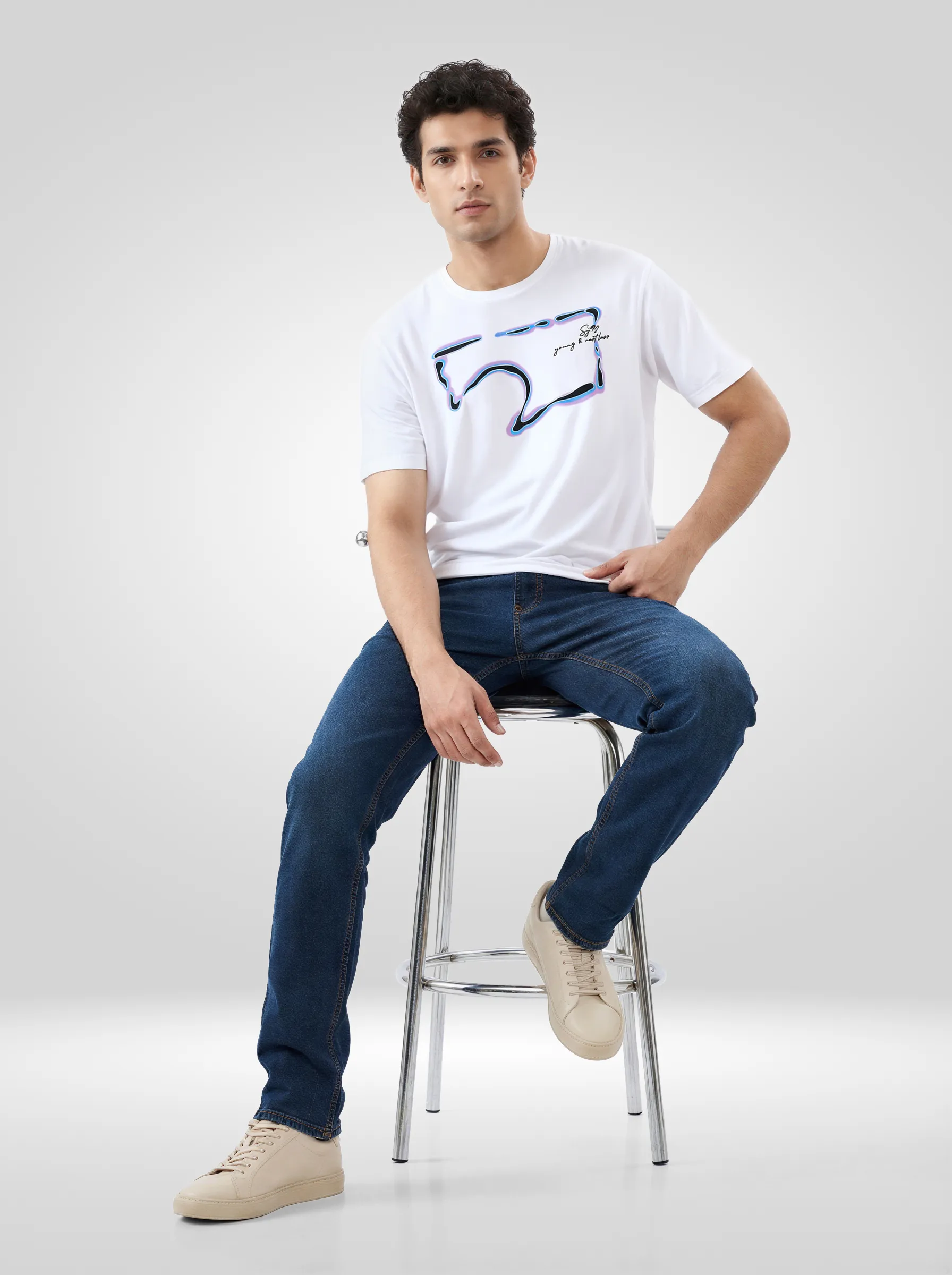 Men T-Shirt Graphic White Regular Fit - Image 2