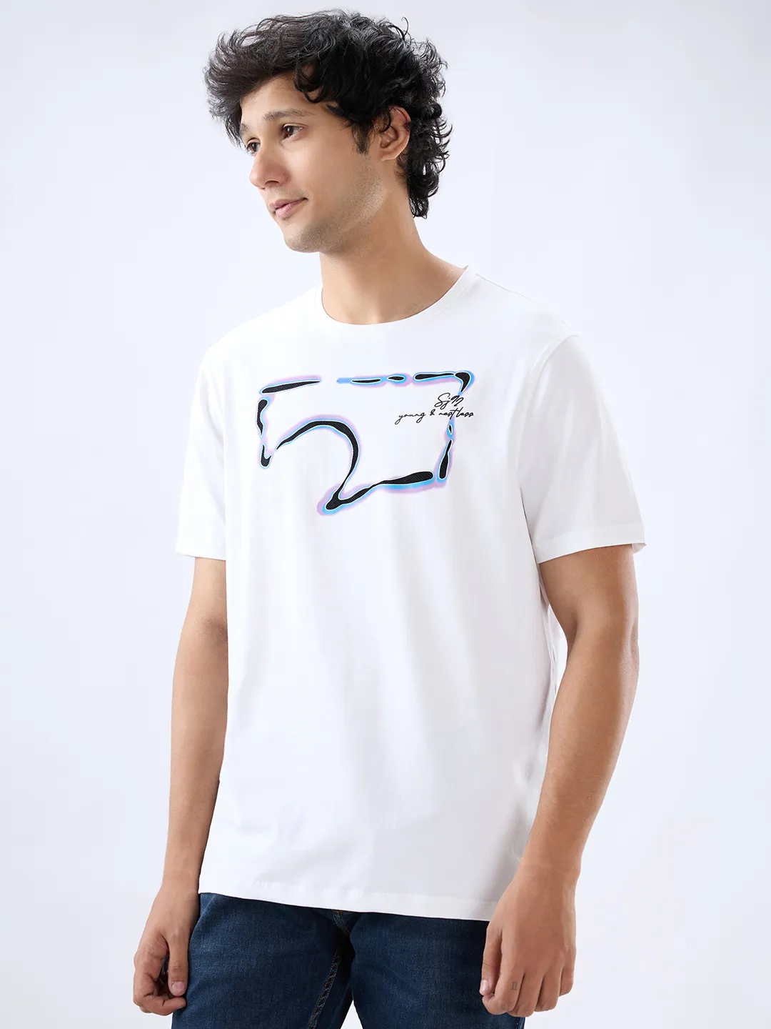 Men T-Shirt Graphic White Regular Fit - Image 3