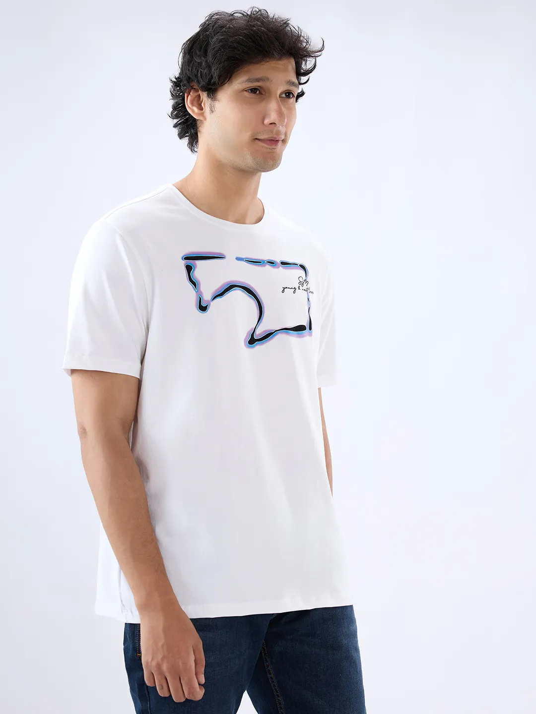 Men T-Shirt Graphic White Regular Fit - Image 4