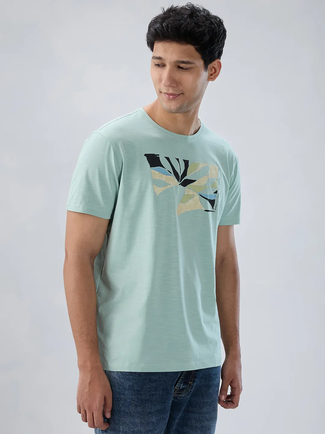 Men T-Shirt Graphic Green Regular Fit - Image 3