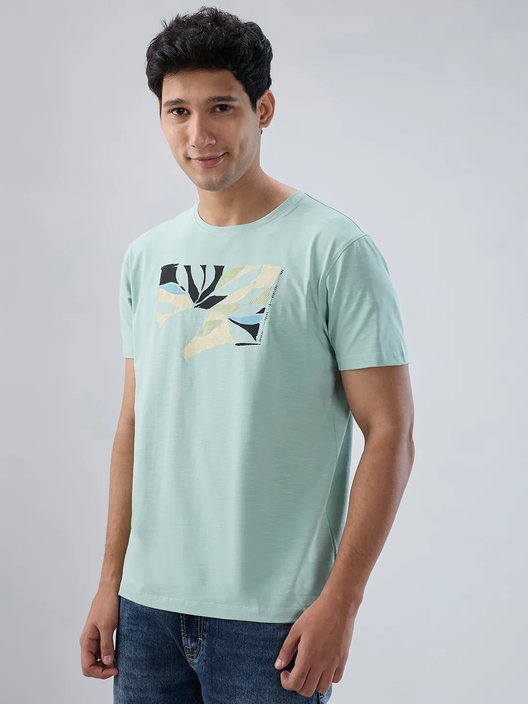 Men T-Shirt Graphic Green Regular Fit - Image 5