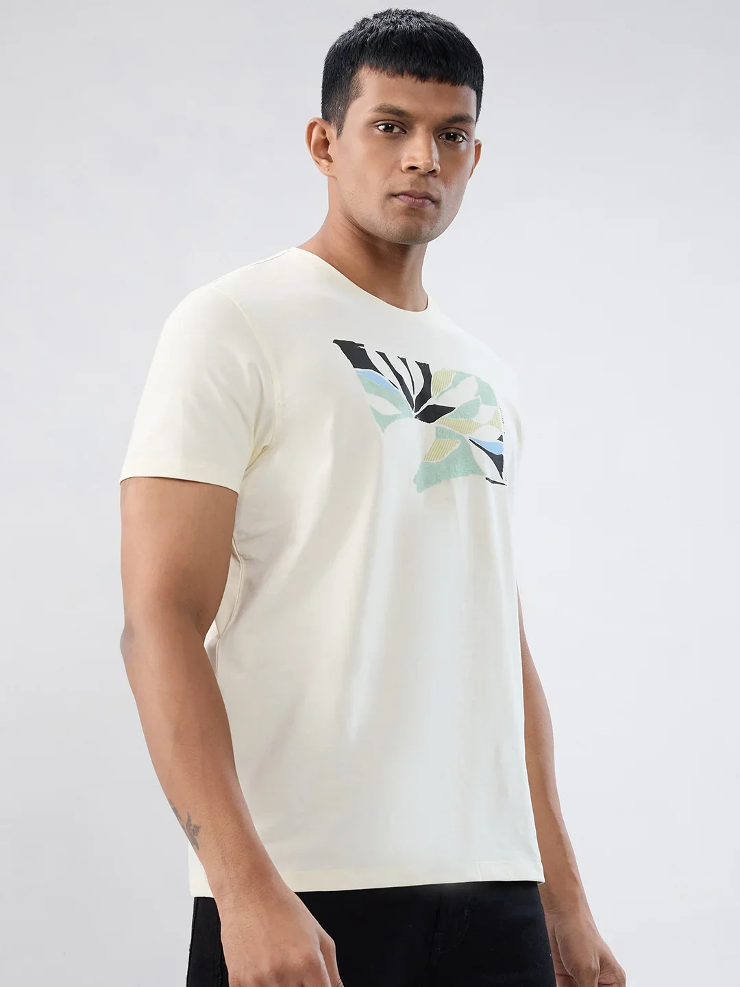 Men T-Shirt Graphic Off White Regular Fit - Image 3