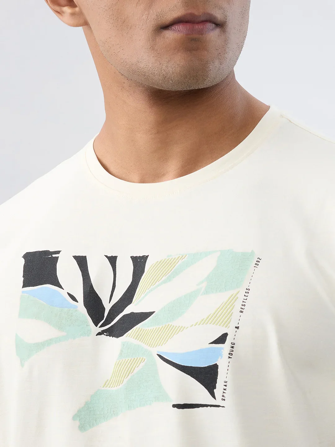 Men T-Shirt Graphic Off White Regular Fit - Image 4