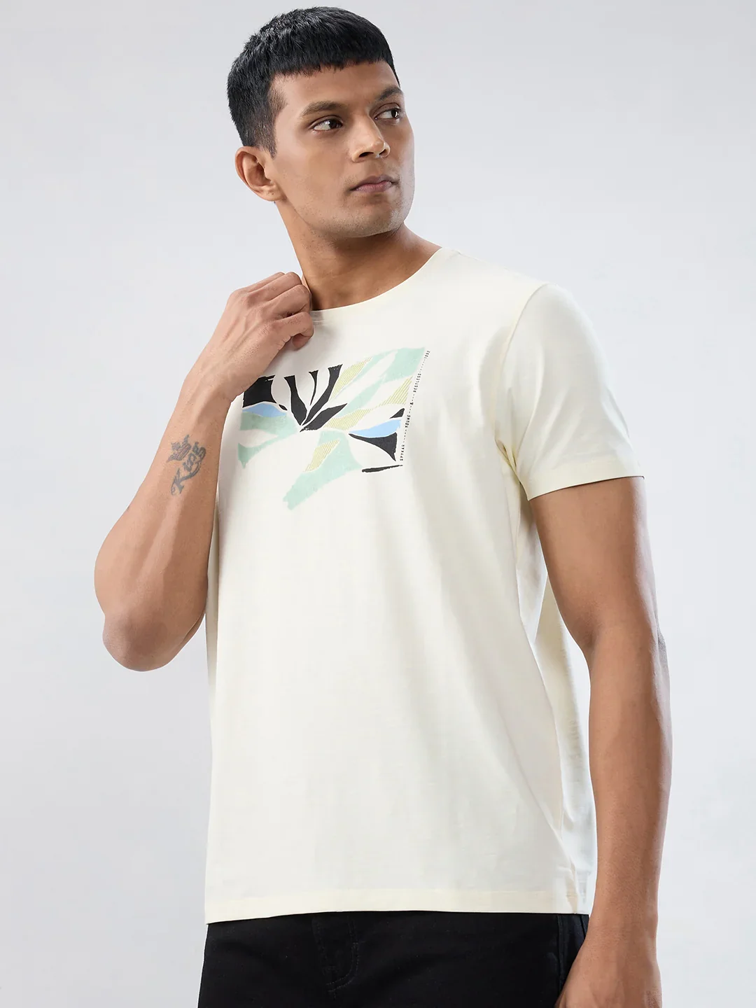 Men T-Shirt Graphic Off White Regular Fit - Image 5
