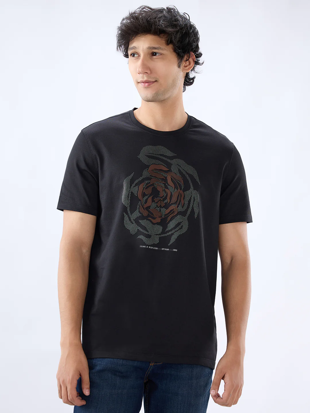 Men T-Shirt Graphic Black Regular Fit
