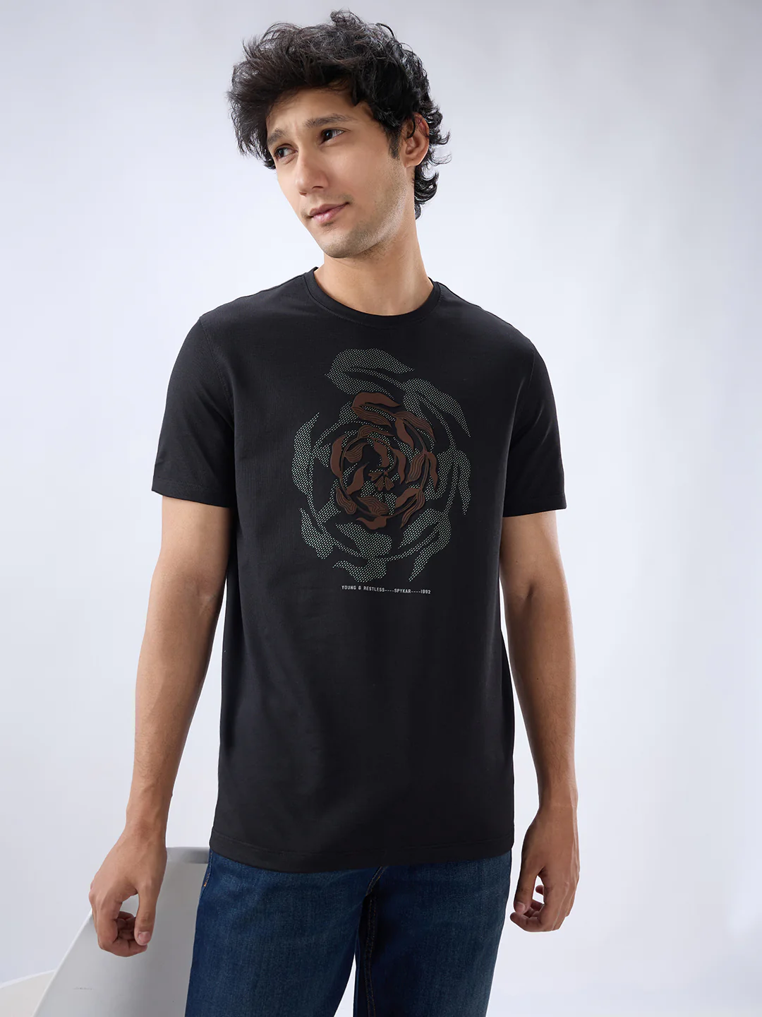 Men T-Shirt Graphic Black Regular Fit - Image 2