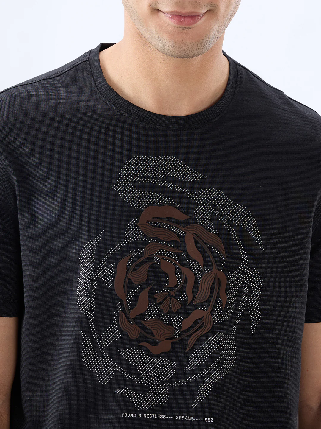 Men T-Shirt Graphic Black Regular Fit - Image 3