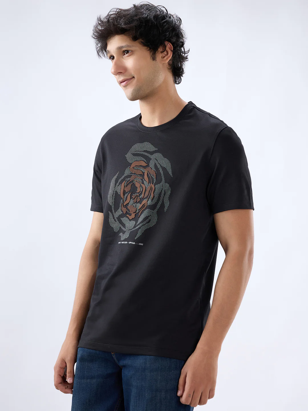 Men T-Shirt Graphic Black Regular Fit - Image 4