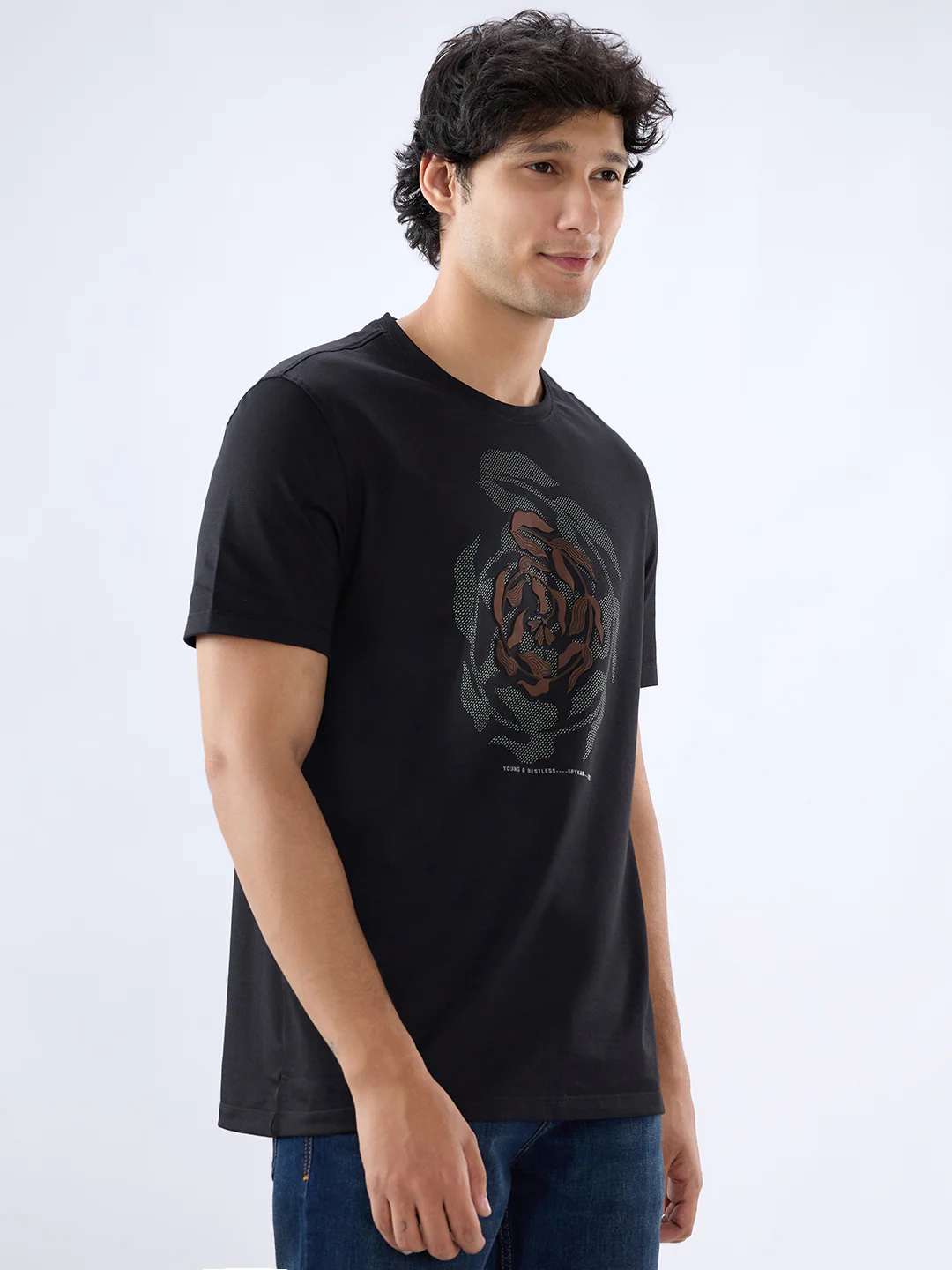 Men T-Shirt Graphic Black Regular Fit - Image 5