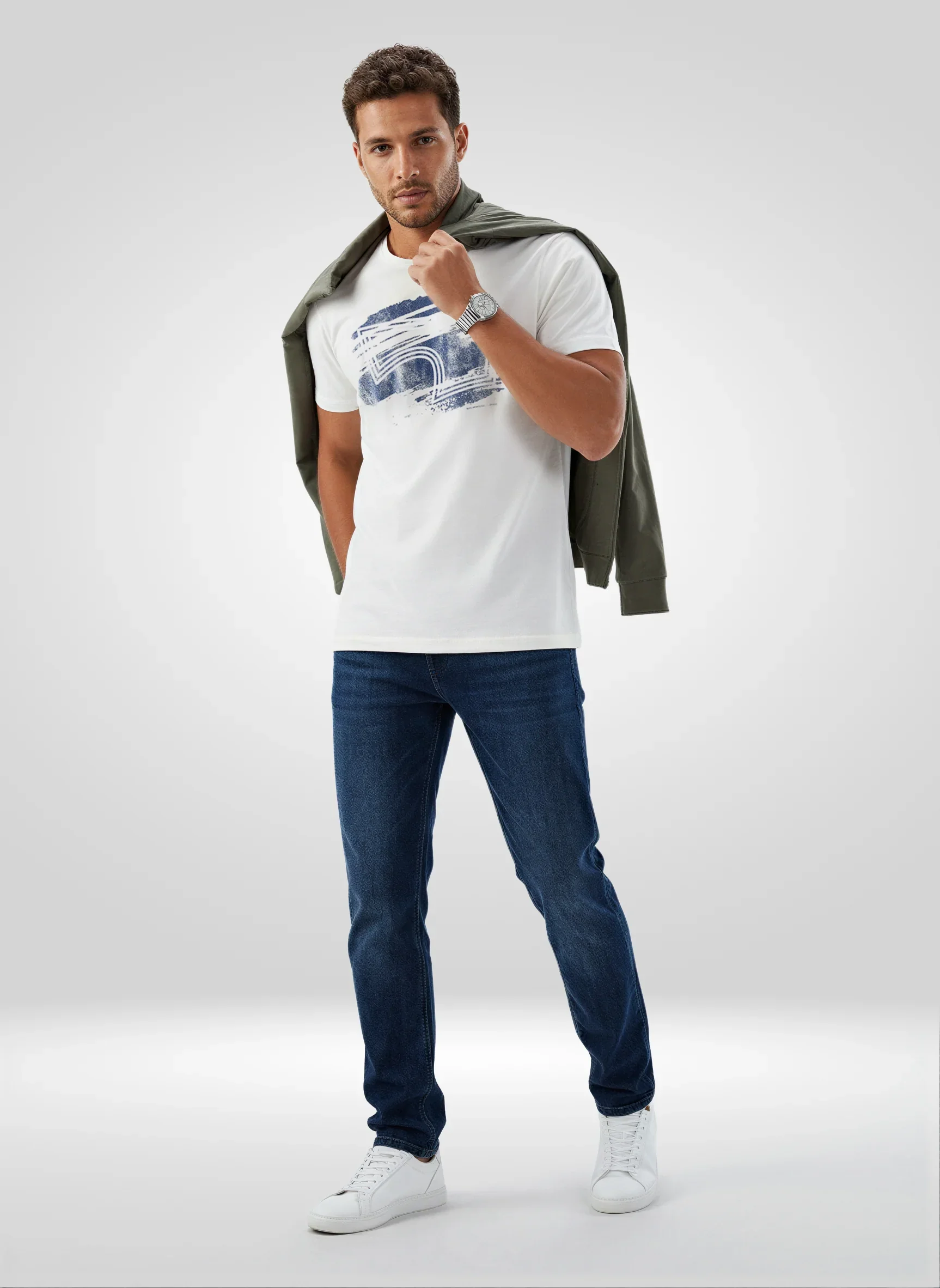 Men T-Shirt Graphic Off White Regular Fit - Image 2