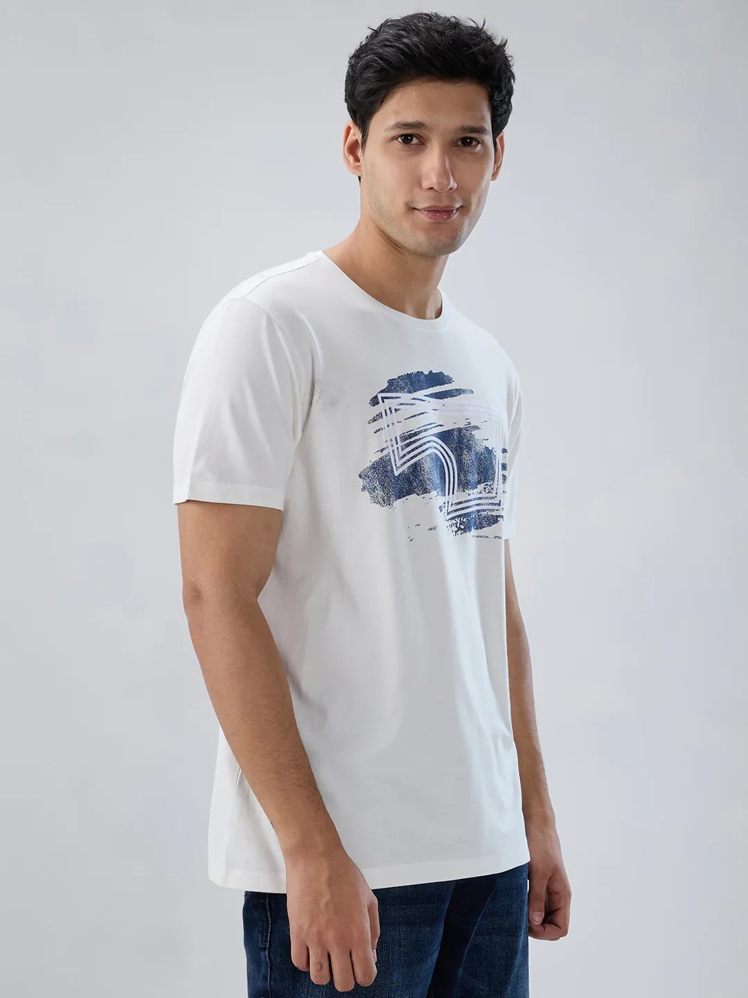 Men T-Shirt Graphic Off White Regular Fit - Image 3