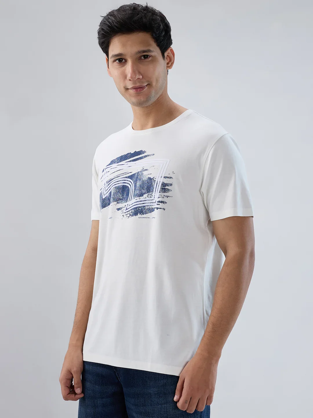 Men T-Shirt Graphic Off White Regular Fit - Image 5