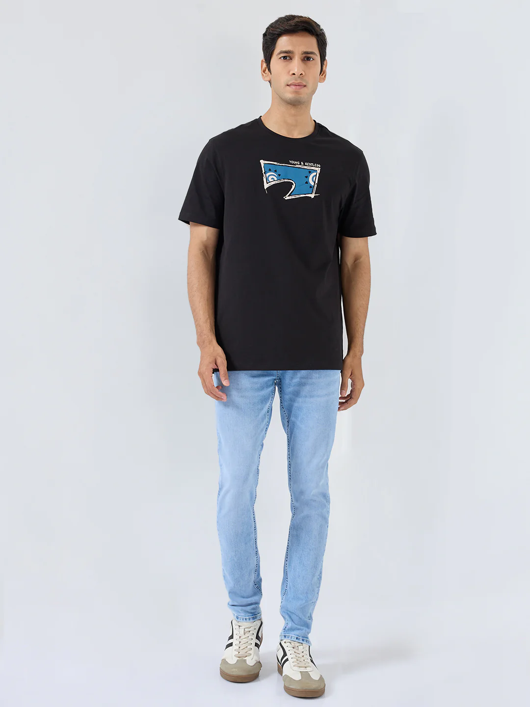Men T-Shirt Graphic Black Regular Fit - Image 2