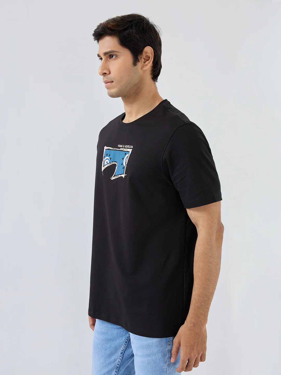 Men T-Shirt Graphic Black Regular Fit - Image 4