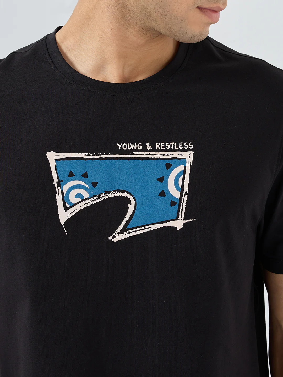 Men T-Shirt Graphic Black Regular Fit - Image 6