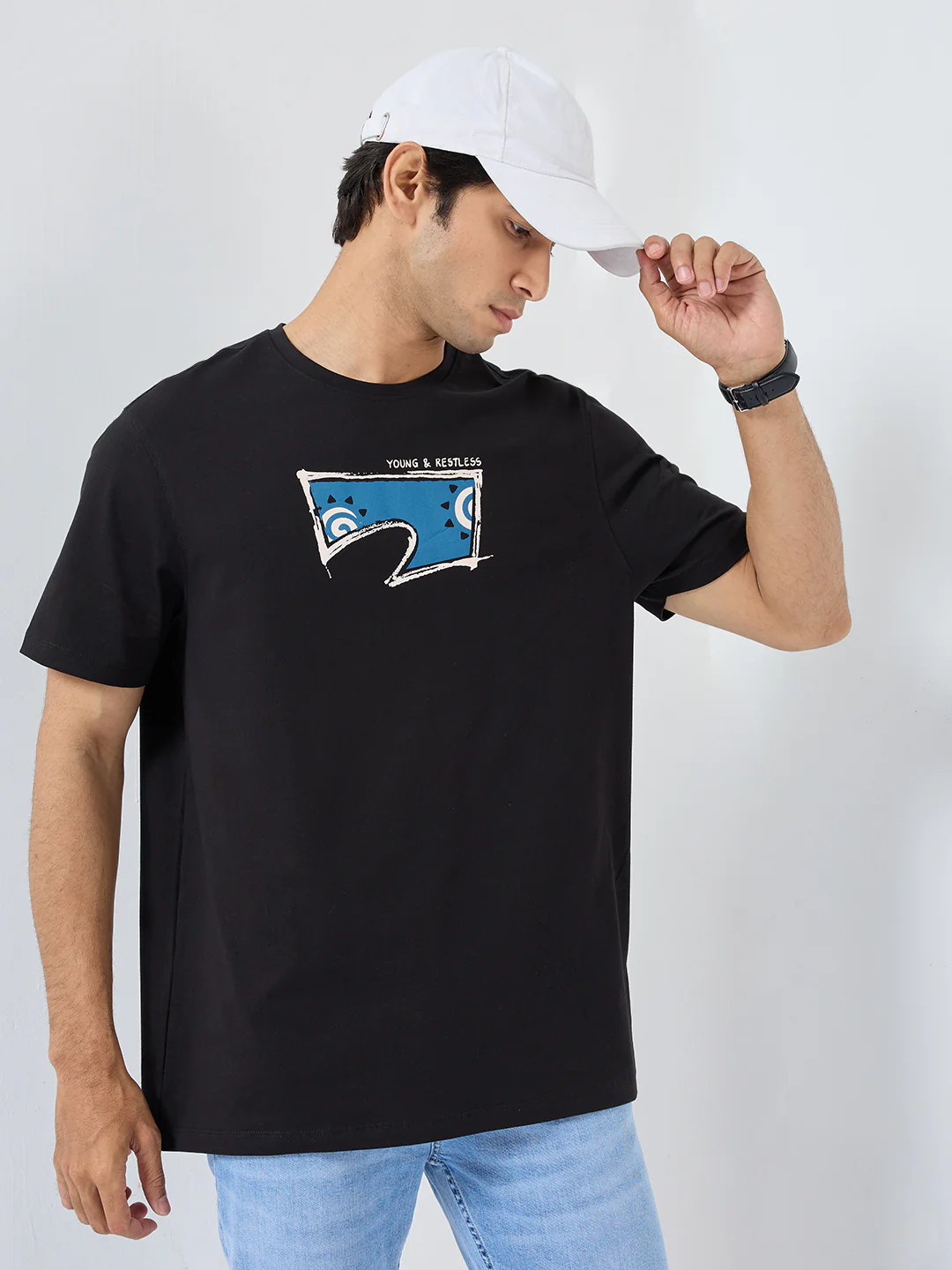 Men T-Shirt Graphic Black Regular Fit - Image 7
