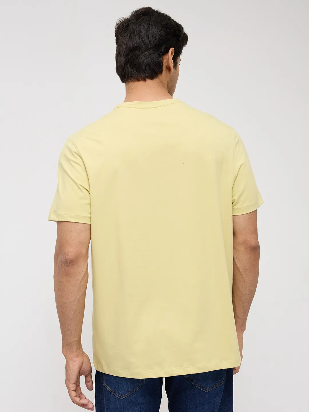 Men T-Shirt Graphic Yellow Regular Fit - Image 5