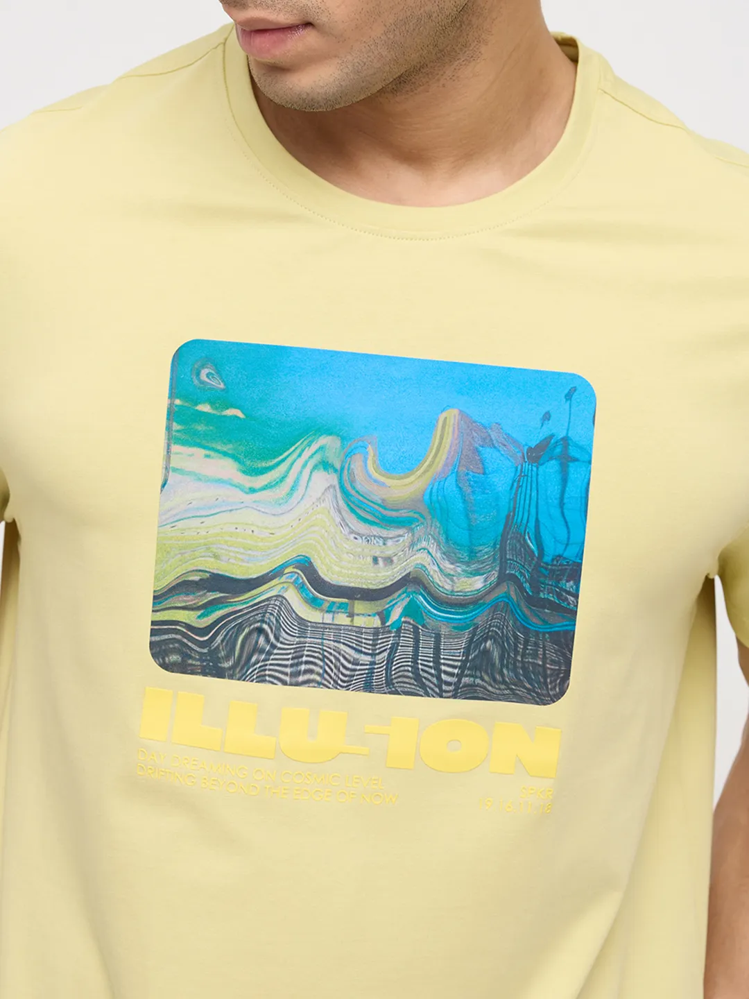 Men T-Shirt Graphic Yellow Regular Fit - Image 6